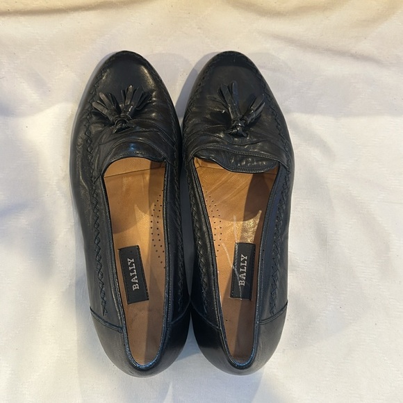 Bally Chancy‎ Nappa Loafers shoes Black leather Tassels men’s size 9 EUC